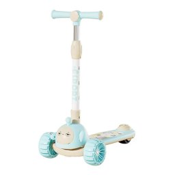 Trotineta copii C Sport 807 Bleu, pliabila, lumini LED si muzica, 3 roti, 3-8 ani