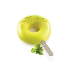 Forma Silicon Inghetata Donuts, 2 forme x 4 cavitati O 8 x H 2.25 cm + tavita + 50 bastonase
