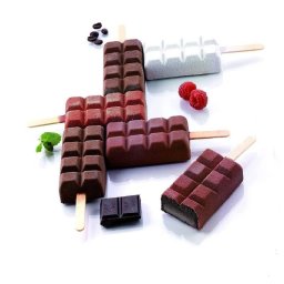 Forma Silicon pentru Inghetata si Desert pe Bat Choco Stick GEL02, 2 forme x 2 cav. 9.2 x 4.8 x H 2.4 cm, 90 ml, 50 bastonase