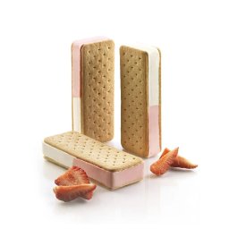 Forma Silicon pentru Inghetata si Desert pe Bat Sandwich Biscuit Slim, 2 forme silicon x 6 cav. 12 x 4.5 x H 2 cm, 110 ml (BISC03)