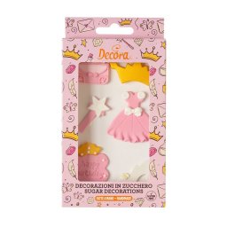 Decor Zahar - Printesa Roz R 2.6 si 5 cm, 6 modele, 6 buc