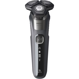 Aparat de ras electric Philips Shaver Series 5000 S5887/10, 9 W, 60 min, Ras umed/uscat, Trimmer incorporat, SkinIQ, PowerAdapt, Capete rotative la 360°, Lame cu autoascutire, Gri carbon