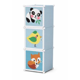 Dulap modular cu ANIMALUTE 3 compartimente colorat pentru camera copiilor