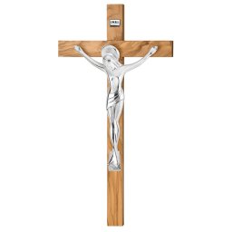 Cruce Lemn Maslin cu Crucifix 23.5 cm Argintiu