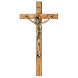 Cruce Lemn Maslin cu Crucifix 48 cm Auriu Satinat