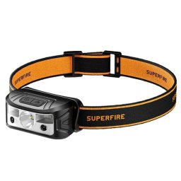Lanterna de cap SUPERFIRE HL05-K, 120 lm, 100 m, Autonomie ~4h, 500 mAh, IP44, USB-C, negru