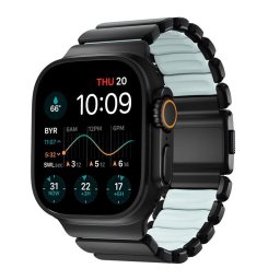Curea Nomad Stratos Band Titanium Black pentru Apple Watch 45/46/49mm, Icy Blue Glow