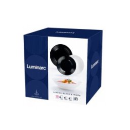 Serviciu de Masa 18 Piese, Portelan, Harena Luminarc, Alb si Negru