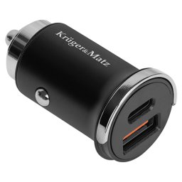 Incarcator auto Kruger&Matz 30W USB-A + USB-C, QC & Power Delivery