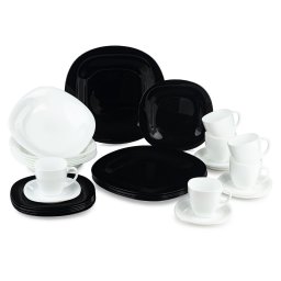 Set de masa din portelan Luminarc Carine Black & White, 30 piese, 6 persoane