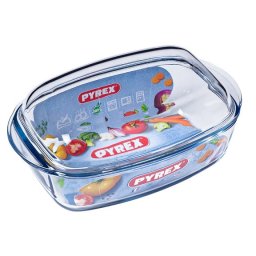 Vas termorezistent Pyrex Essentials 4,5L dreptunghiular cu capac din sticla