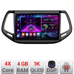 Navigatie dedicata Jeep Compass 2017, Android 13, 4GB RAM, 64GB, ecran 1K