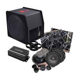 Pachet audio auto complet cu amplificator 4x50W si subwoofer activ 1000W