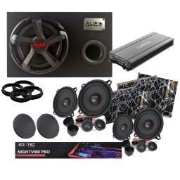Sistem audio auto complet cu subwoofer, amplificator si lumini ambientale