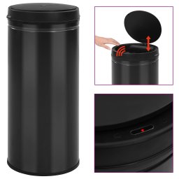 Cos de gunoi automat cu senzor, 80 L, negru, otel carbon GartenMobel Dekor