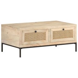 Masuta cafea, 90x50x37 cm, lemn masiv mango si trestie naturala GartenMobel Dekor