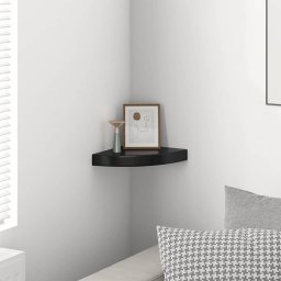 Raft coltar de perete, negru extralucios, 25 x 25 x 3,8 cm, MDF GartenMobel Dekor