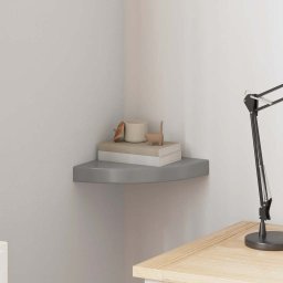 Raft coltar de perete, gri extralucios, 25x25x3,8 cm, MDF GartenMobel Dekor