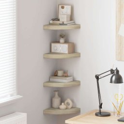 Rafturi coltar de perete, 4 buc., stejar, 25 x 25 x 3,8 cm, MDF GartenMobel Dekor