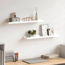 Rafturi rame foto cu bordura, 2 buc., alb, 60 x 9 x 3 cm, MDF GartenMobel Dekor