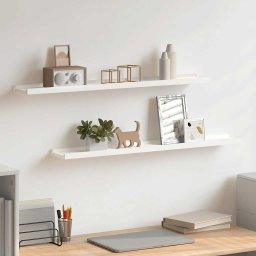Rafturi rame foto cu bordura, 2 buc., alb, 80 x 9 x 3 cm, MDF GartenMobel Dekor
