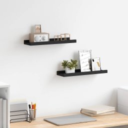 Rafturi rame foto cu bordura, 2 buc., negru, 40 x 9 x 3 cm, MDF GartenMobel Dekor
