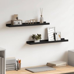 Rafturi rame foto cu bordura, 2 buc., negru, 60 x 9 x 3 cm, MDF GartenMobel Dekor