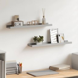 Rafturi rame foto cu bordura, 2 buc., gri, 60 x 9 x 3 cm, MDF GartenMobel Dekor
