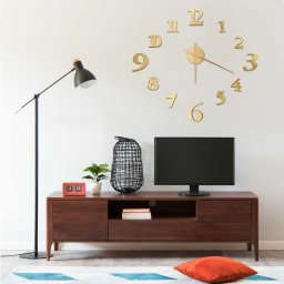 Ceas de perete 3D, auriu, 100 cm, XXL, design modern GartenMobel Dekor