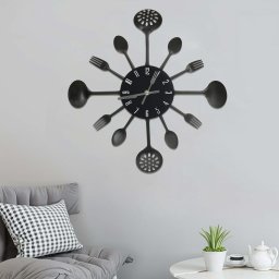 Ceas perete cu model lingura/furculita, negru, 40 cm, aluminiu GartenMobel Dekor