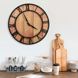 Ceas de perete, maro si negru, 39 cm, fier si MDF GartenMobel Dekor