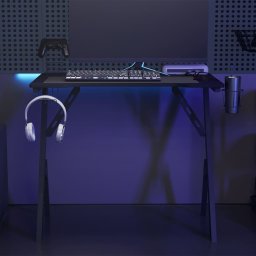 Birou de gaming cu picioare în forma de Y, negru, 90x60x75 cm GartenMobel Dekor