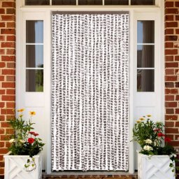 Perdea pentru insecte, gri taupe si alb, 90 x 220 cm, chenille GartenMobel Dekor