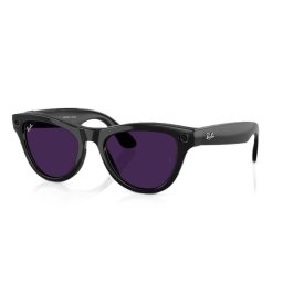 Ochelari Smart Ray-Ban META Skyler Shiny RW4010 601/CH, marime 52, Wi-Fi 6, Bluetooth, Aparat foto cu filmare, Asistent vocal, 32GB Flash, Lentile cu Tranzitie Transparent/Violet, Negru