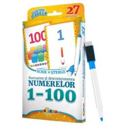 Formarea si descompunerea numerelor 1-100. Scrie si sterge. 27 de cartonase