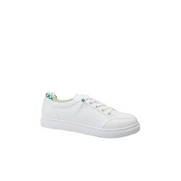 Pantofi sport Anna Viotti albi cu detalii șah verzi, din piele naturală GOR106A+V-38 EU
