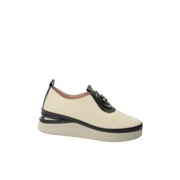 Pantofi casual wedge Dogati crem, din piele naturală cu model perforat MIR934438-40 EU