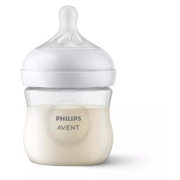 Biberon Philips Avent Natural Response SCY900/01, 125 ml, tetina care functioneaza ca sanul mamei, cu debit 2, tetina fara scurgeri, +0 luni, fara BPA, usor de curatat
