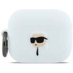 Husă Karl Lagerfeld Silicone Karl Head 3D pentru AirPods Pro 3 – Alb