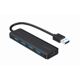 HUB extern GEMBIRD, porturi USB: USB-A 3.1 x 4, conectare prin USB-A 3.1, cablu 0.15 m, negru, UHB-U3P4P-02 (timbru verde 0.18 lei)