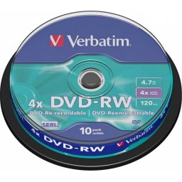 DVD-RW VERBATIM 4.7GB, 120min, viteza 4x, 10 buc, Single Layer, spindle, Matt Silver 43552