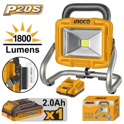 Proiector LED 20V 20W 1800 Lumeni cu Acumulator 2.0Ah si Incarcator CWLI20258 – lampa de lucru profesionala cu 2 moduri iluminare