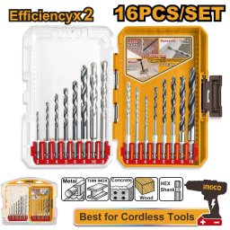 Set Burghie Multifunctionale 16buc Industrial Hex Shank pentru Metal Zidarie Lemn 2-10mm AKDL11608 – set burghie universal profesionale