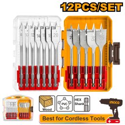 Set Burghie Plate Lemn 12buc 8-32mm Prindere Hex 1/4" Lungime 152mm AKDL1206 – burghie plate pentru gaurire rapida in lemn