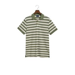 GANT Tricou verde / alb murdar