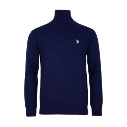 U.S. POLO ASSN. Pulover albastru închis / alb
