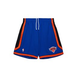 Mitchell & Ness Pantaloni sport 'Mitchell and Ness Indoor - Textilien NBA New York Knicks 2010' albastru / portocaliu închis / alb natural