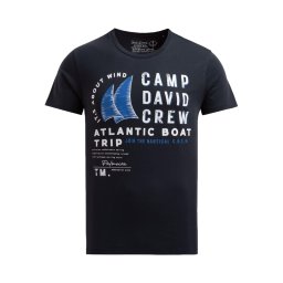 CAMP DAVID Tricou albastru / albastru noapte / alb