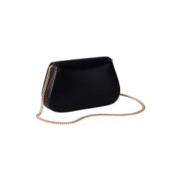 Calvin Klein Geantă de umăr 'Monogram Plaque Chain Strap Curved' negru
