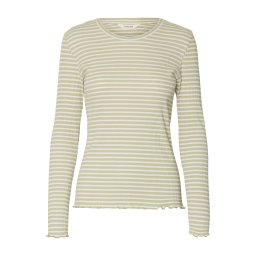 SELECTED Tricou 'SLFELLEN' verde pastel / alb